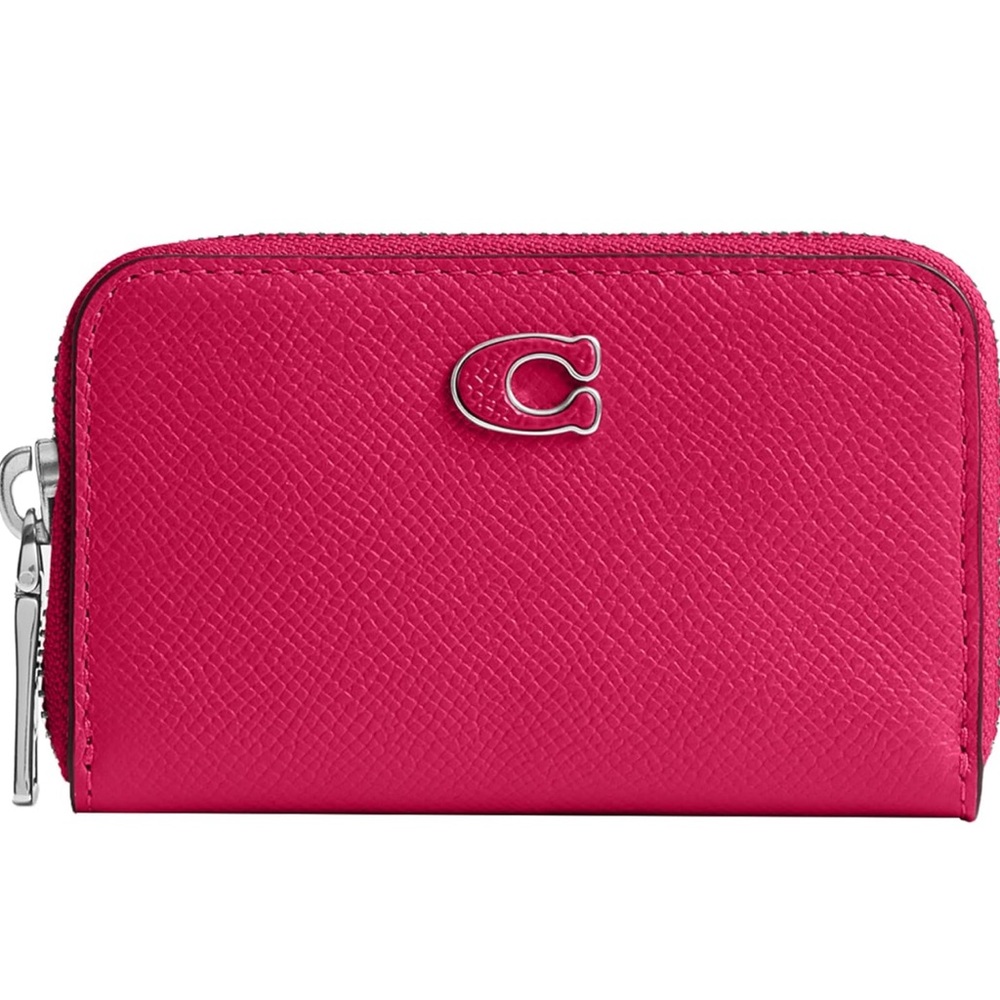 Coach Fuchsia Leather Wallet with Silver Accents